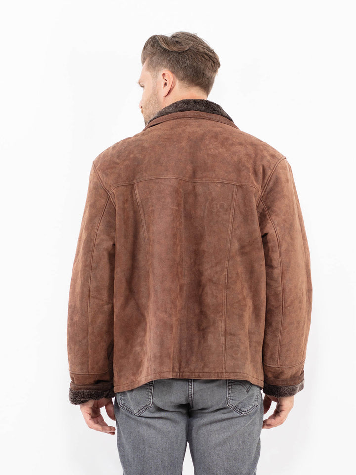Vintage 90's Men Suede Sherpa Jacket in BrownZ2130