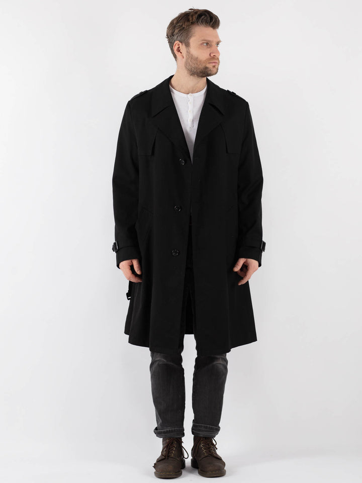 Vintage 90's Men Trench Coat in BlackZ822