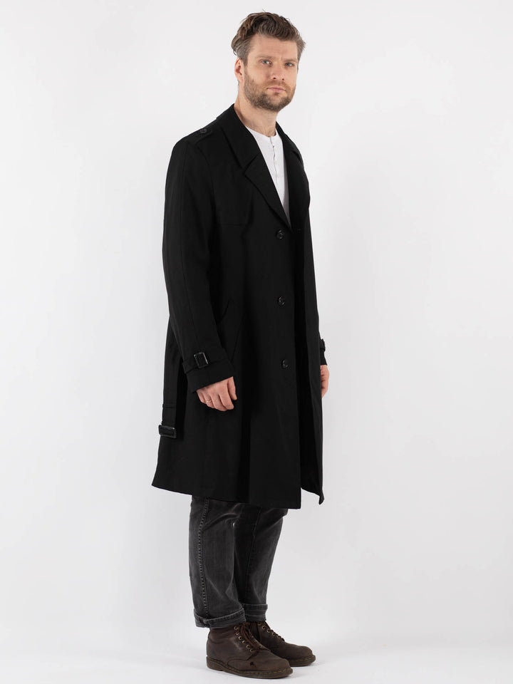 Vintage 90's Men Trench Coat in BlackZ822