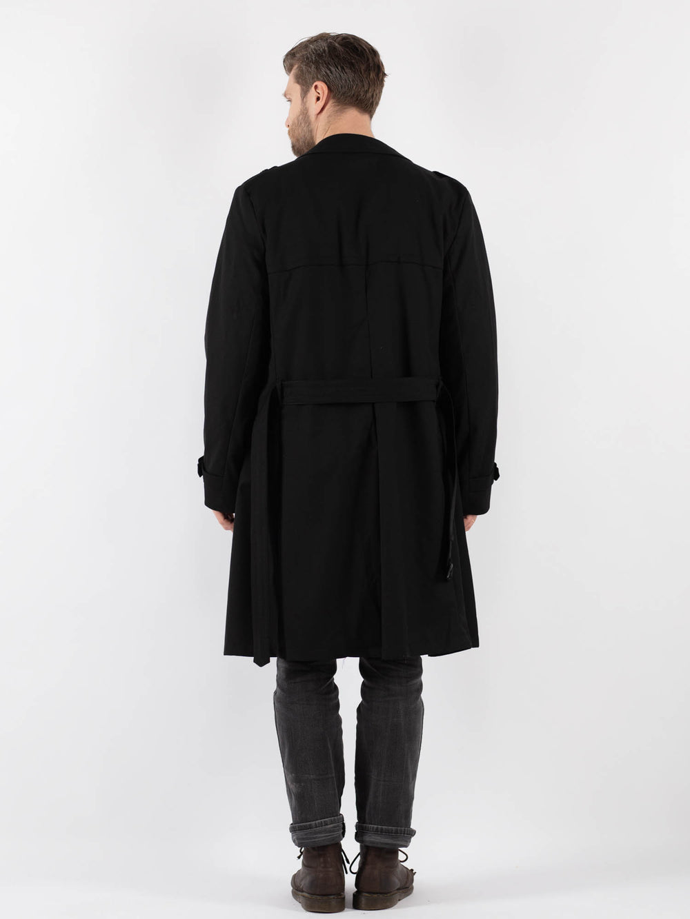 Vintage 90's Men Trench Coat in BlackZ822