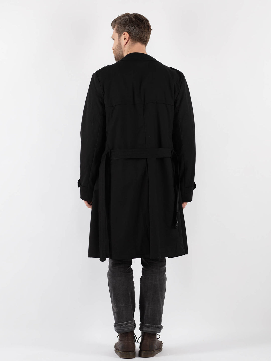 Vintage 90's Men Trench Coat in BlackZ822