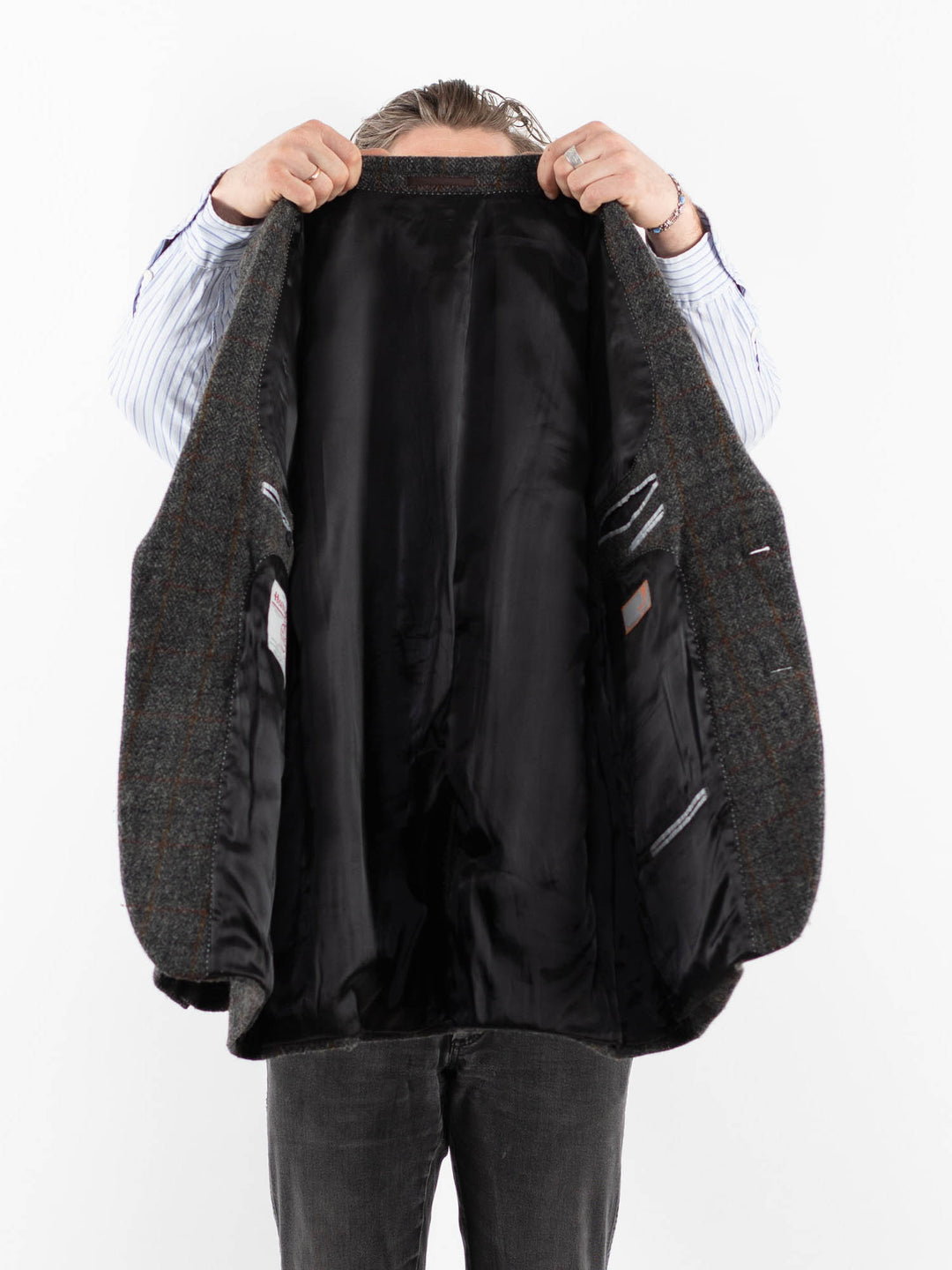 Vintage 90's Men Harris Tweed Jacket in GrayZ1714