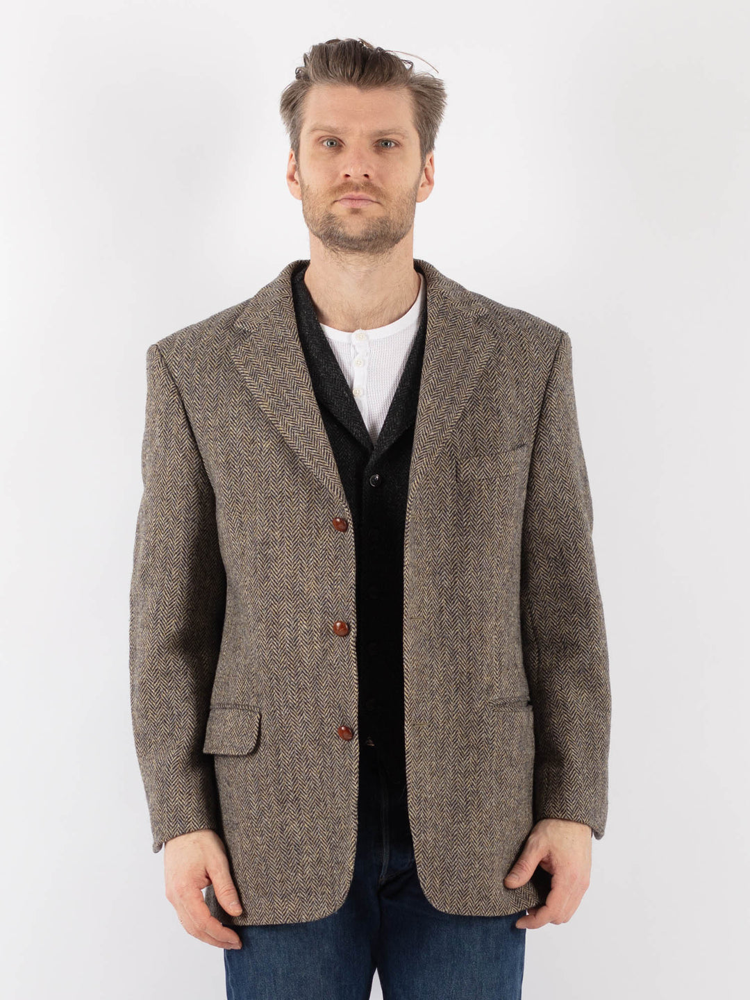 Vintage 90's Men Harris Tweed Jacket in BeigeZ1199