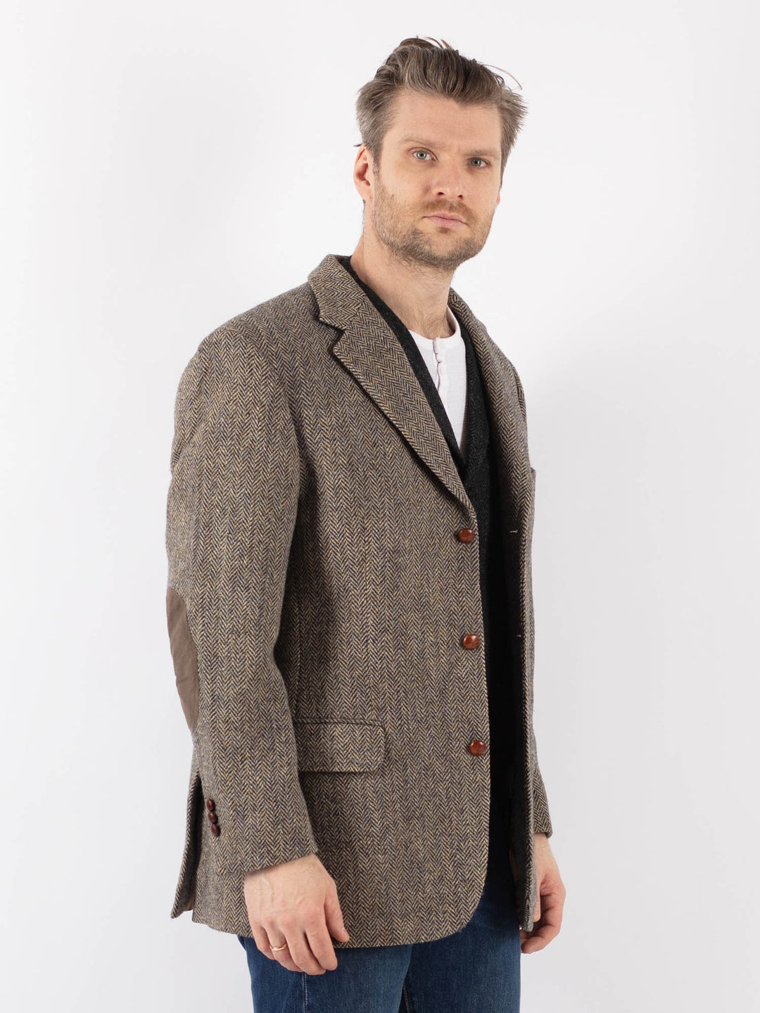 Vintage 90's Men Harris Tweed Jacket in BeigeZ1199