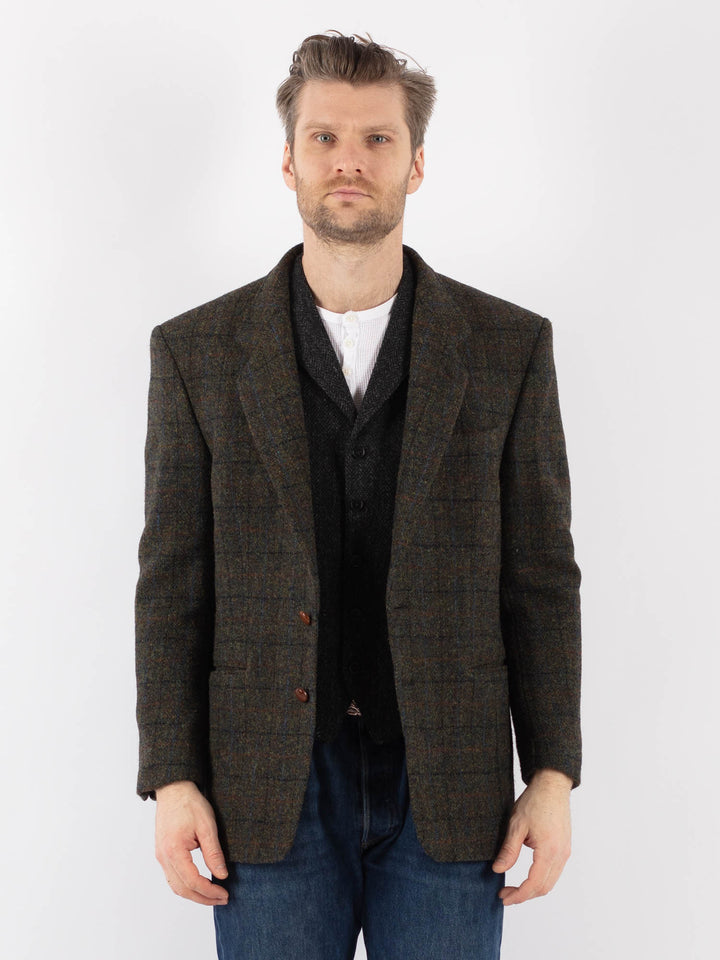 Vintage 90's Men Harris Tweed Jacket in GreenZ1200