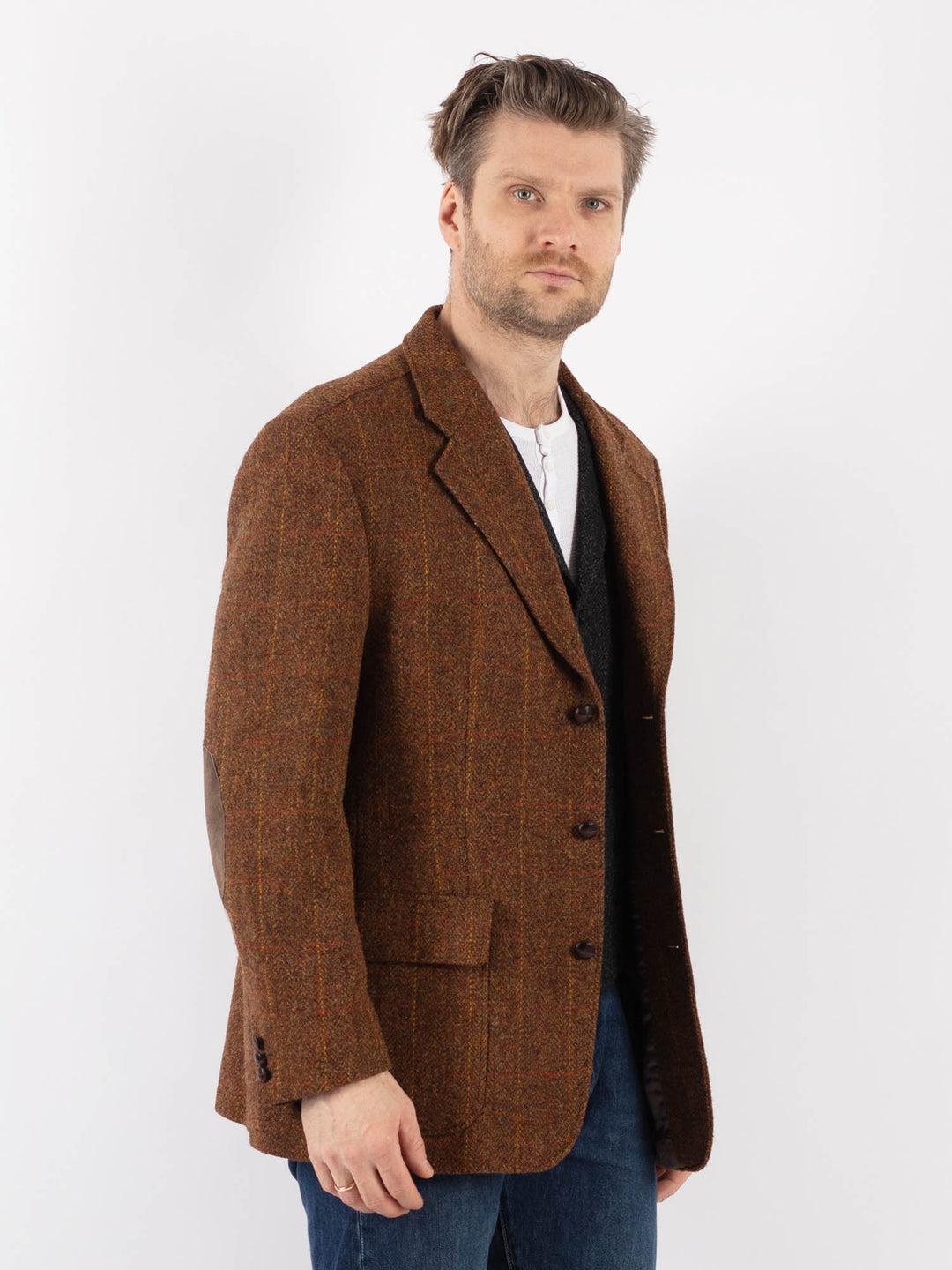 Vintage 90's Men Harris Tweed Jacket in BrownZ1204