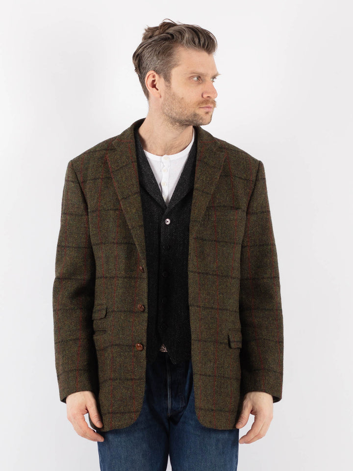 Vintage 90's Men Harris Tweed Jacket in GreenZ1208