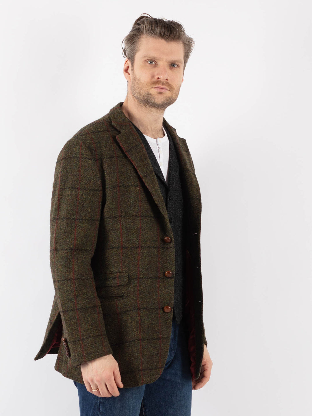 Vintage 90's Men Harris Tweed Jacket in GreenZ1208