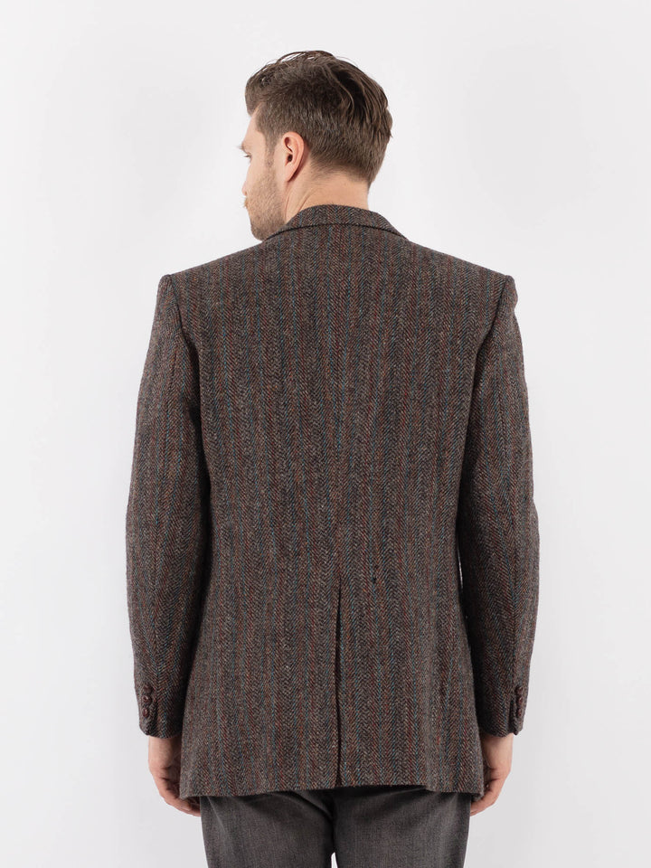 Vintage 90's Men Harris Tweed Jacket in Gray Brown