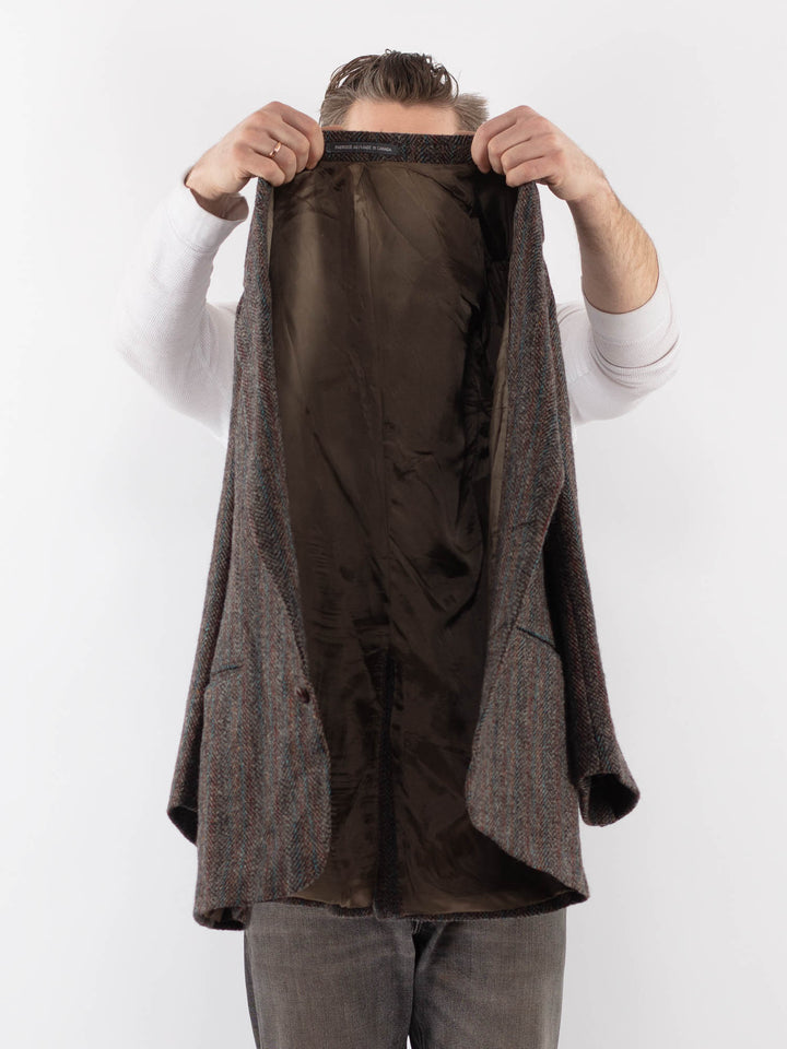 Vintage 90's Men Harris Tweed Jacket in Gray Brown
