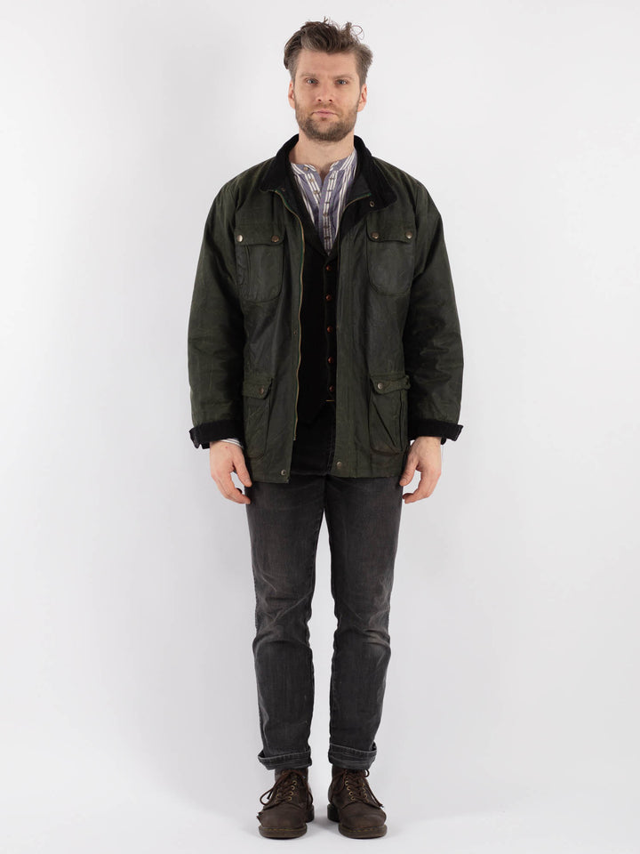 Vintage 90's Men Waxed Canvas Jacket in GreenZ524
