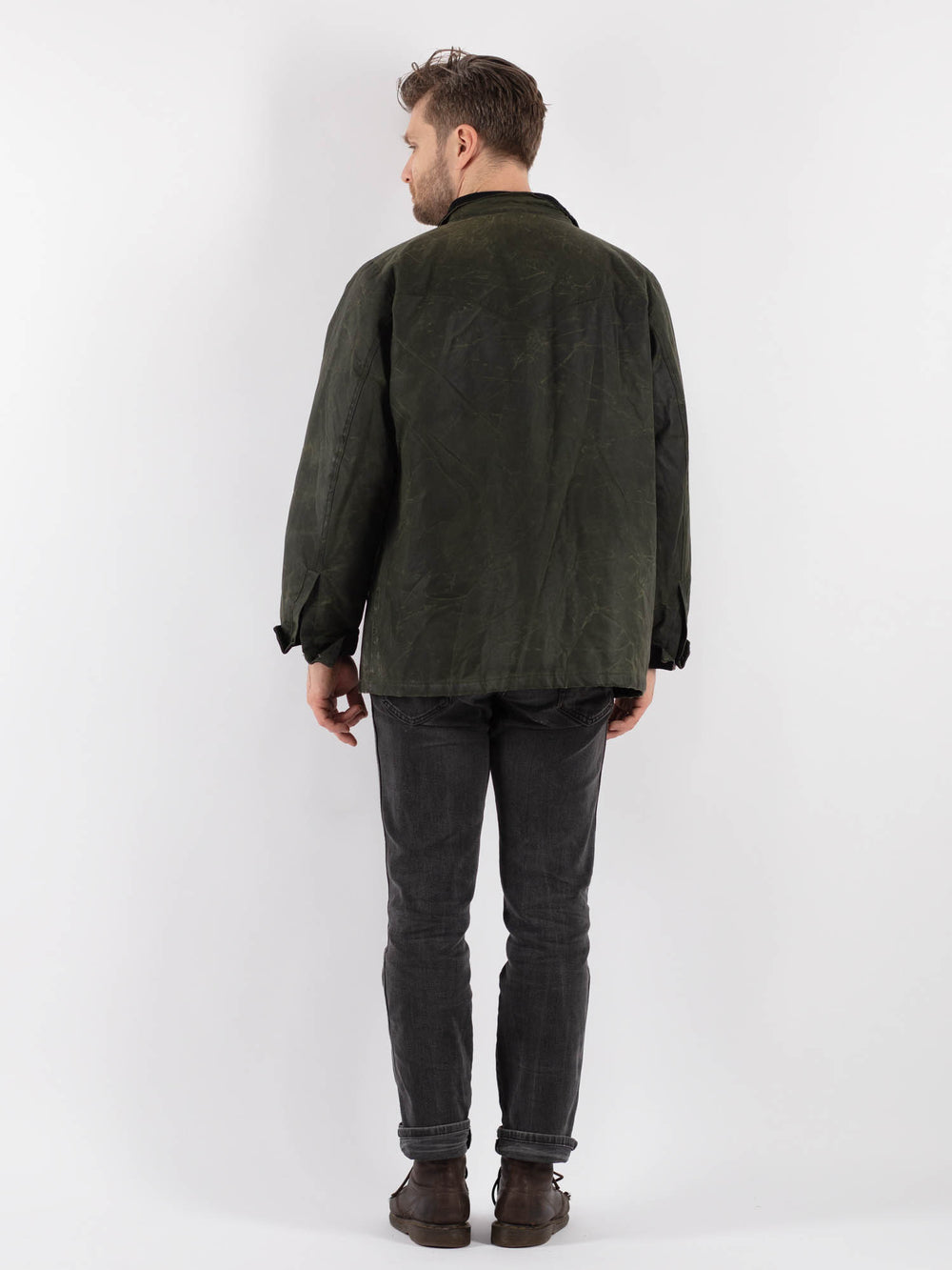 Vintage 90's Men Waxed Canvas Jacket in GreenZ524