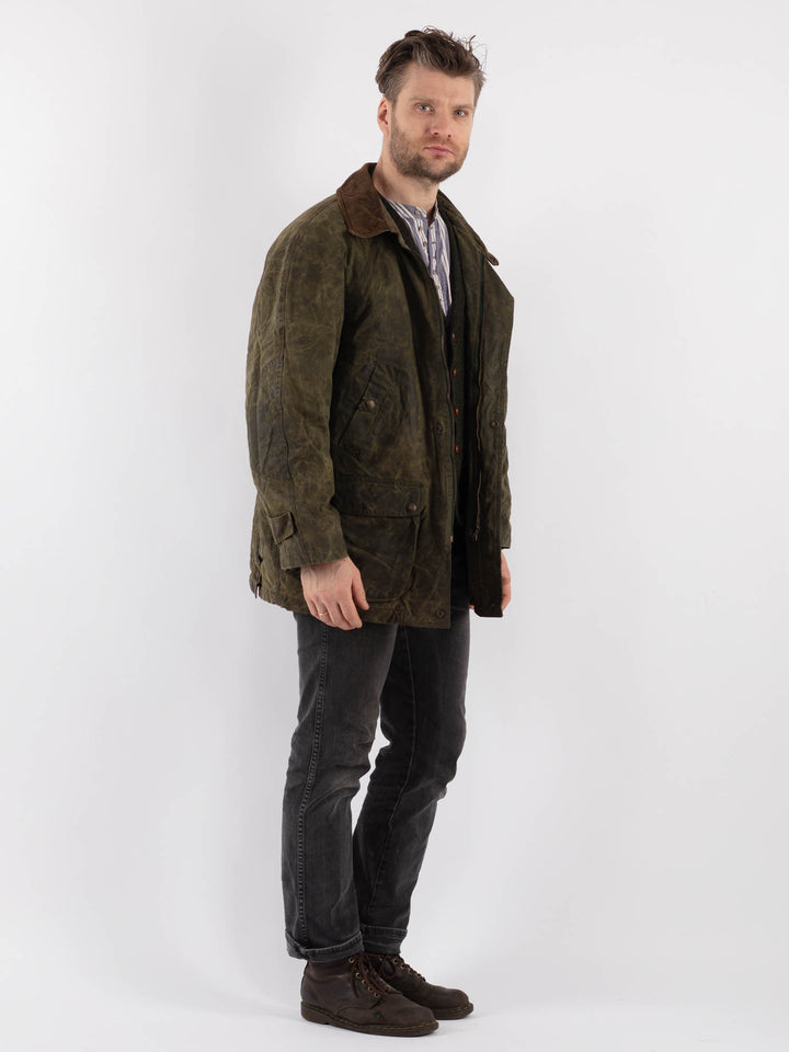 Vintage 90's Men Waxed Canvas Jacket in GreenZ531