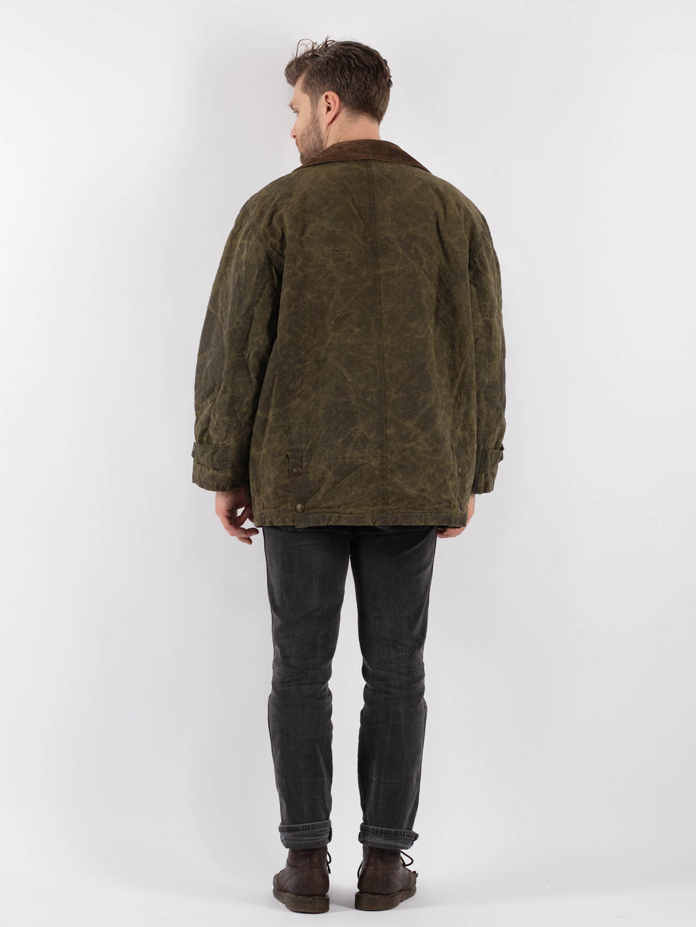 Vintage 90's Men Waxed Canvas Jacket in GreenZ531