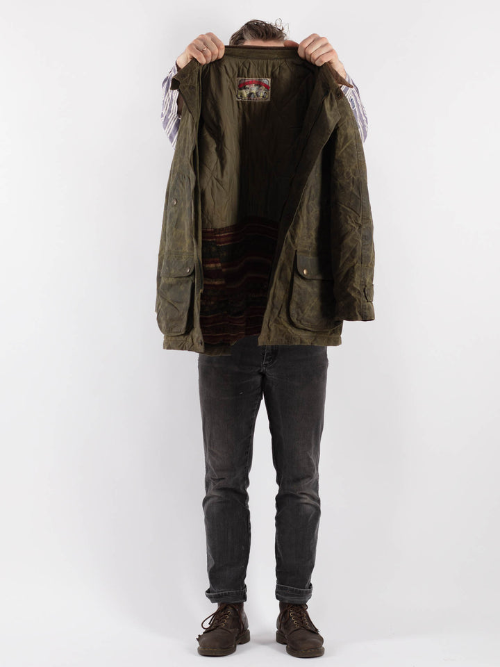 Vintage 90's Men Waxed Canvas Jacket in GreenZ531