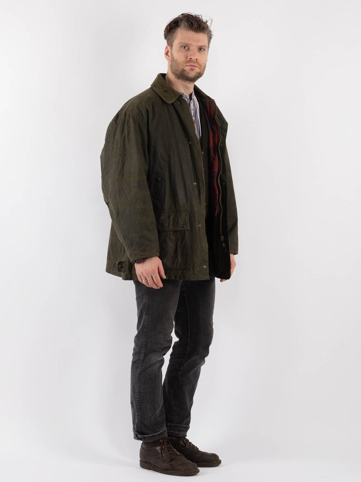 Vintage 90's Men Waxed Canvas Jacket in GreenZ535