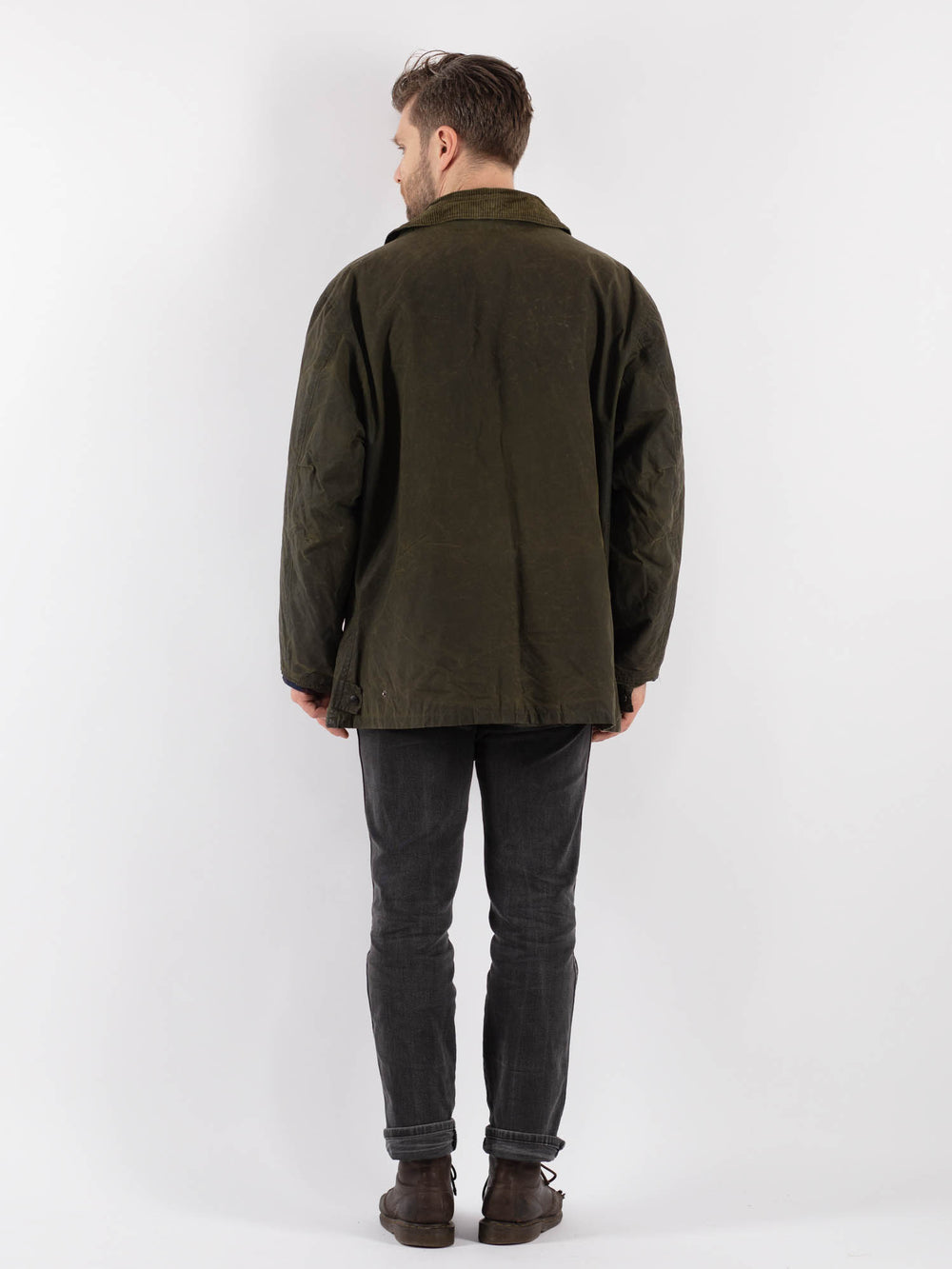 Vintage 90's Men Waxed Canvas Jacket in GreenZ535