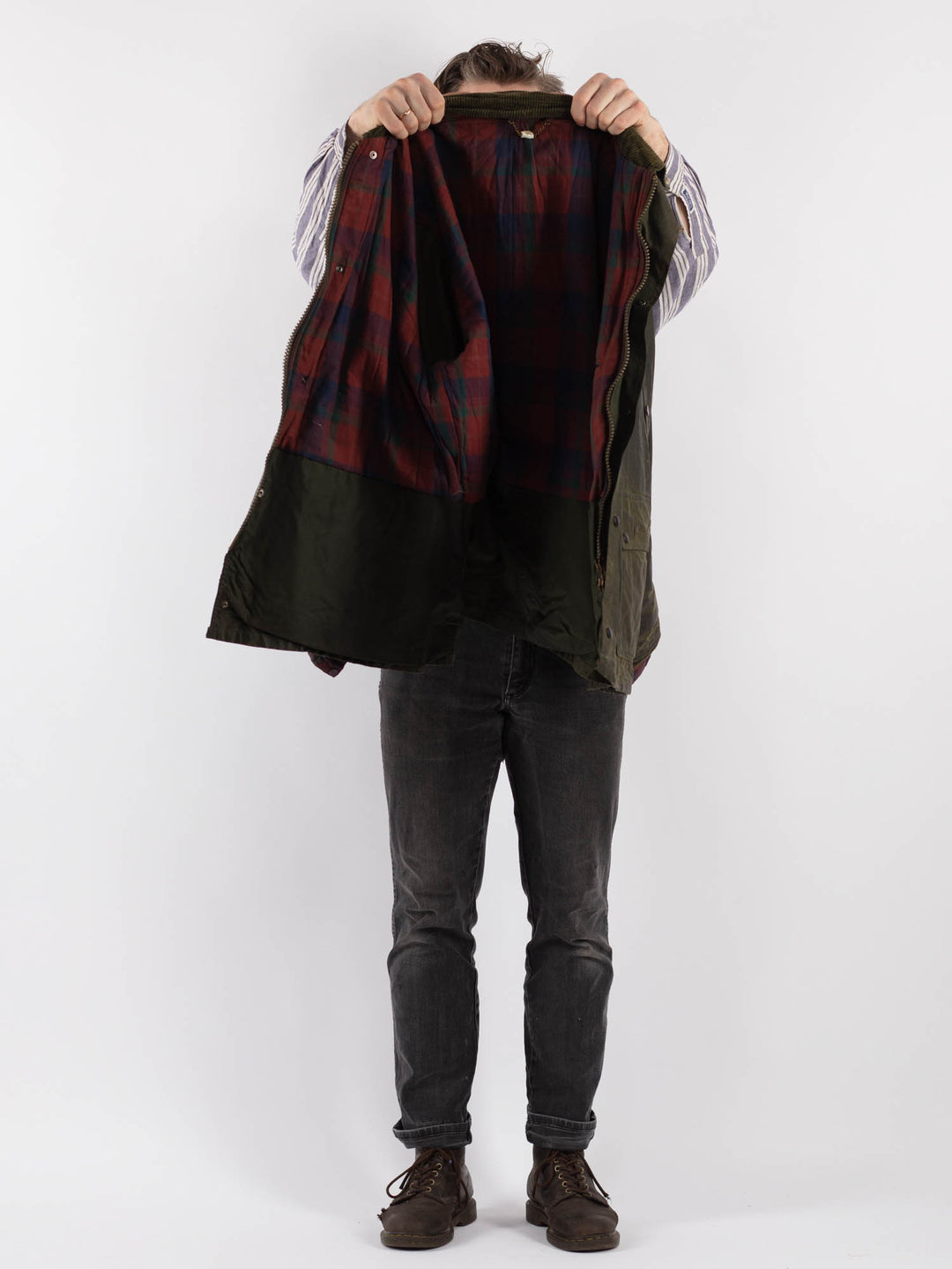 Vintage 90's Men Waxed Canvas Jacket in GreenZ535