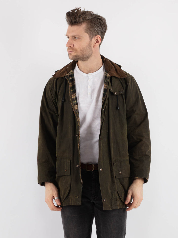 Vintage 90's Men Waxed Canvas Jacket in GreenZ674