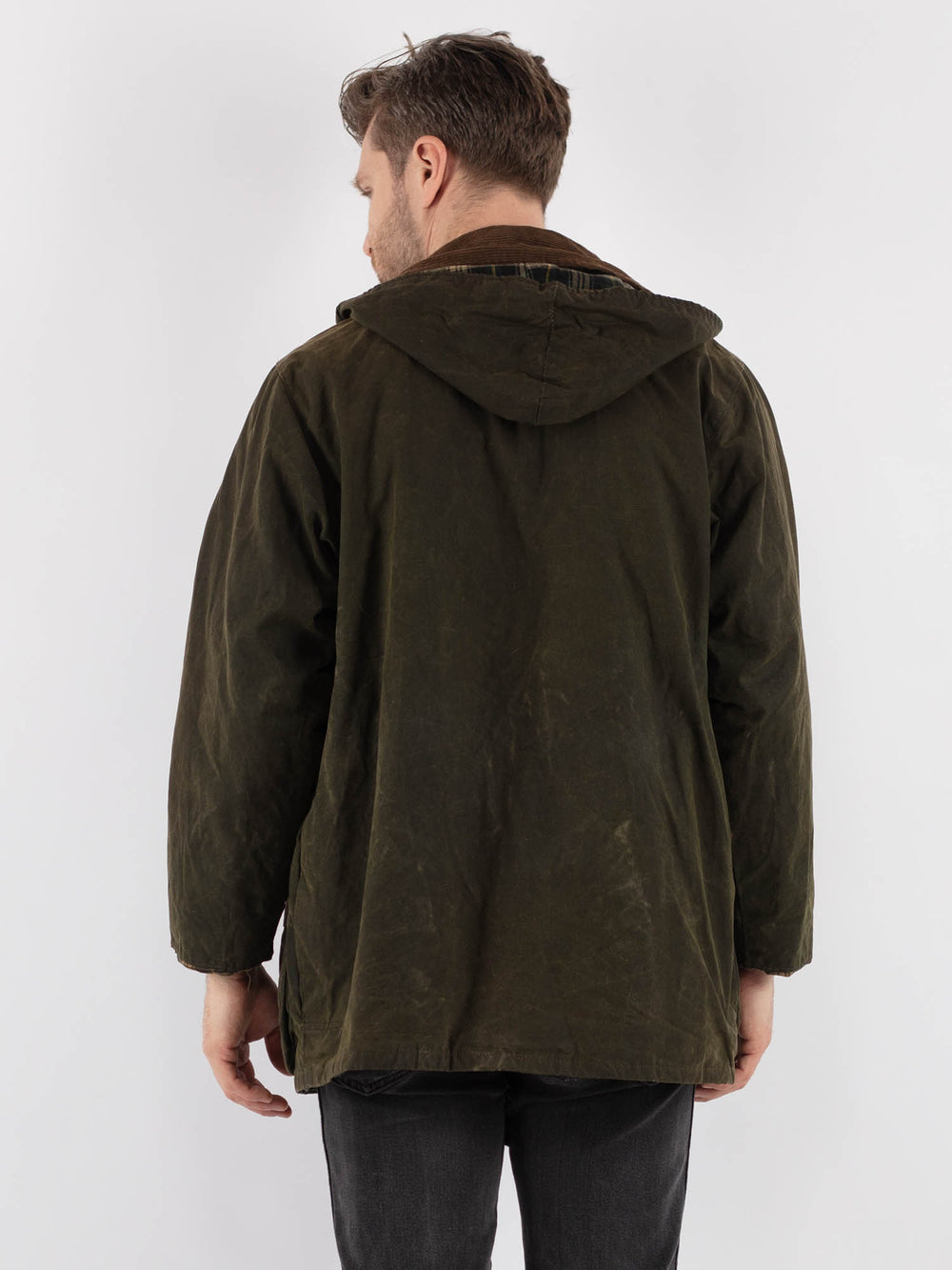 Vintage 90's Men Waxed Canvas Jacket in GreenZ674