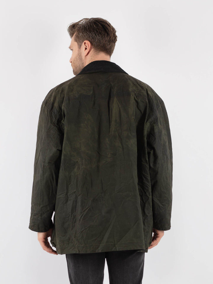 Vintage 90's Men Waxed Canvas Jacket in GreenZ687