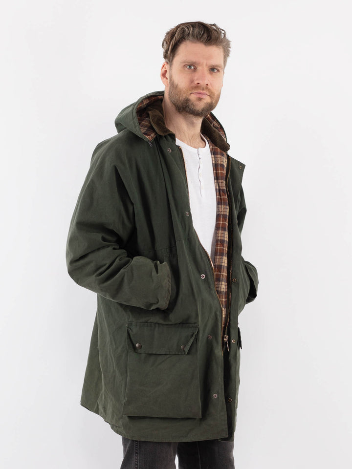 Vintage 90's Men Waxed Canvas Jacket in GreenZ917