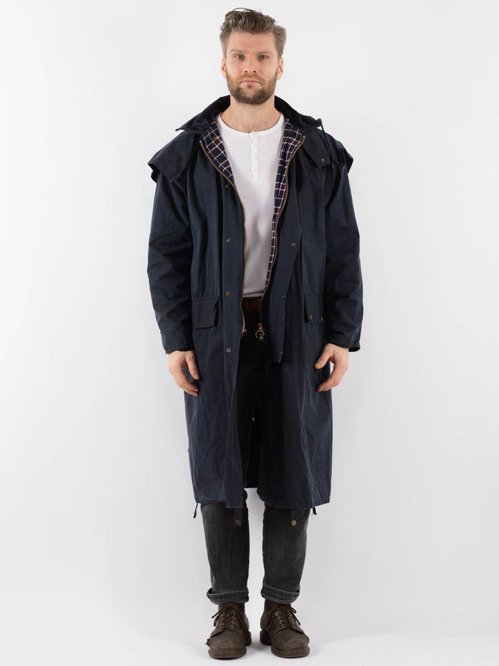 Vintage 90's Men Waxed Canvas Coat in BlueZ903