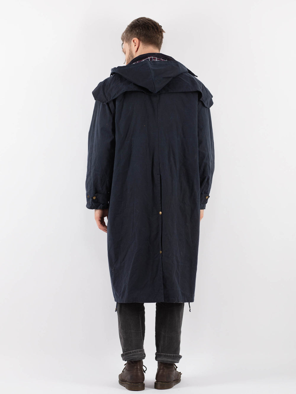 Vintage 90's Men Waxed Canvas Coat in BlueZ903