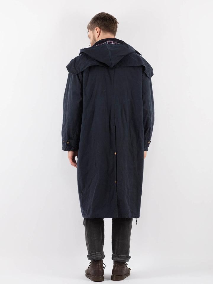 Vintage 90's Men Waxed Canvas Coat in BlueZ903