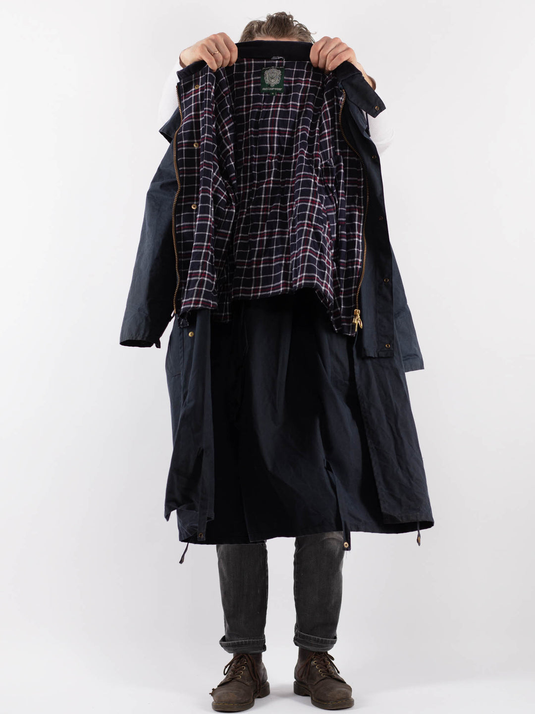 Vintage 90's Men Waxed Canvas Coat in BlueZ903