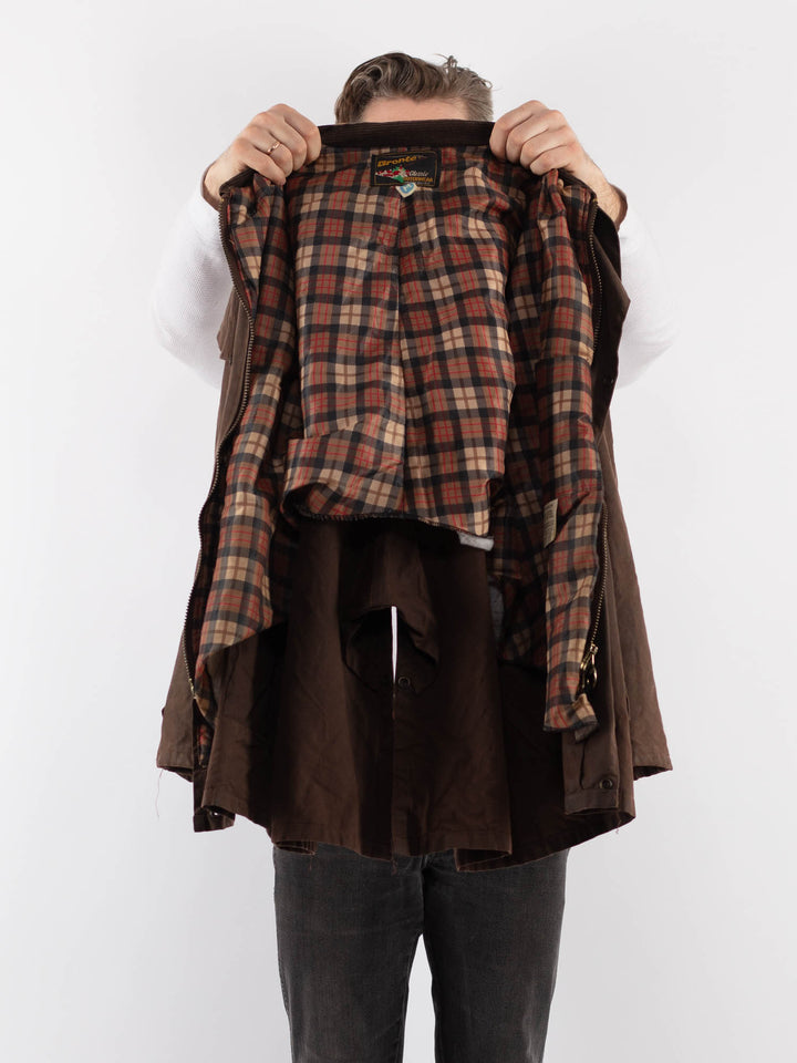 Vintage 90's Men Waxed Cotton Jacket in BrownZ920