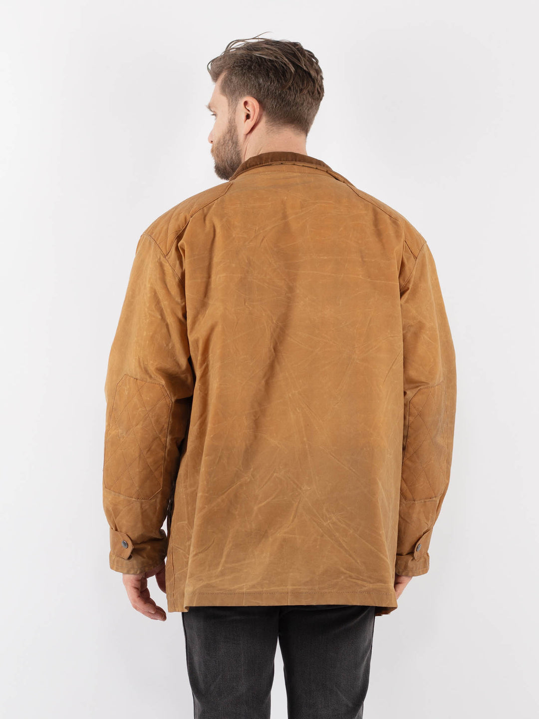 Vintage 90's Men Waxed Canvas Jacket in BeigeZ921