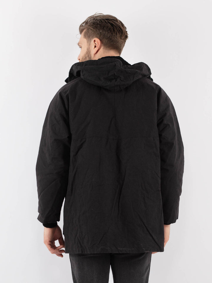 Vintage 90's Men Waxed Canvas Jacket in BlackZ884