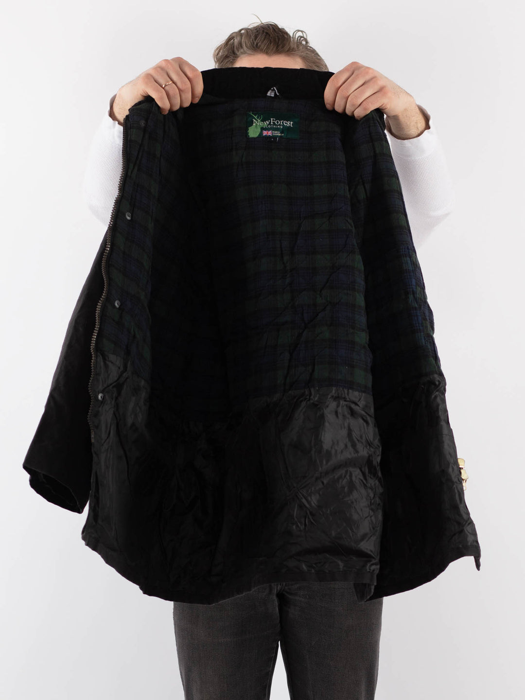 Vintage 90's Men Waxed Canvas Jacket in BlackZ884