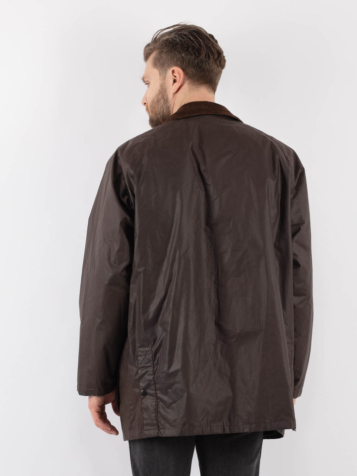 Vintage 90's Men Waxed Canvas Jacket in BrownZZ885