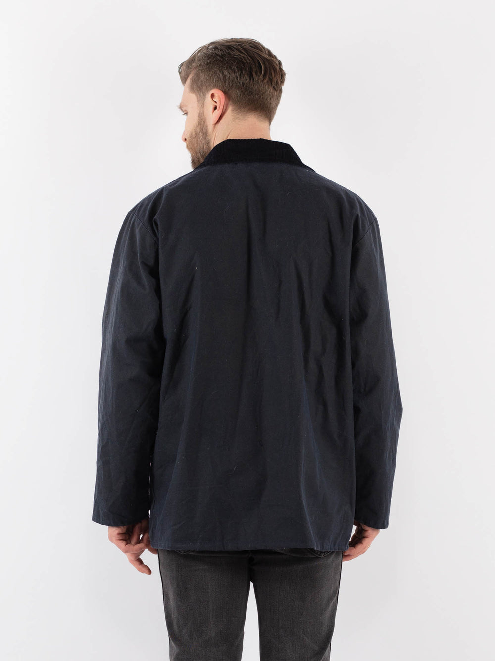 Vintage 90's Men Waxed Canvas Jacket in BlueZ922