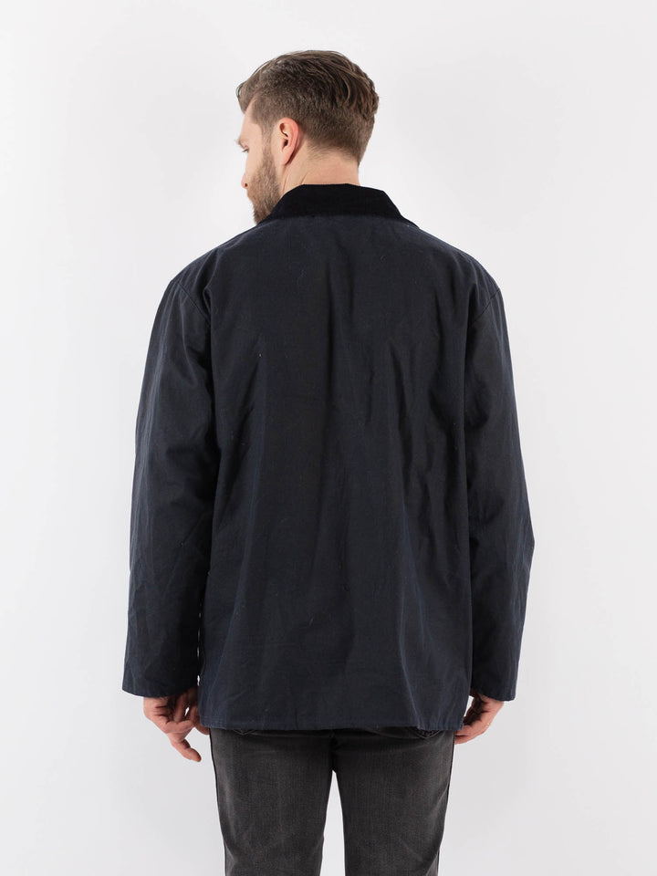 Vintage 90's Men Waxed Canvas Jacket in BlueZ922