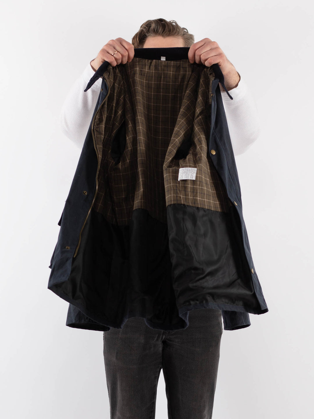 Vintage 90's Men Waxed Canvas Jacket in BlueZ922