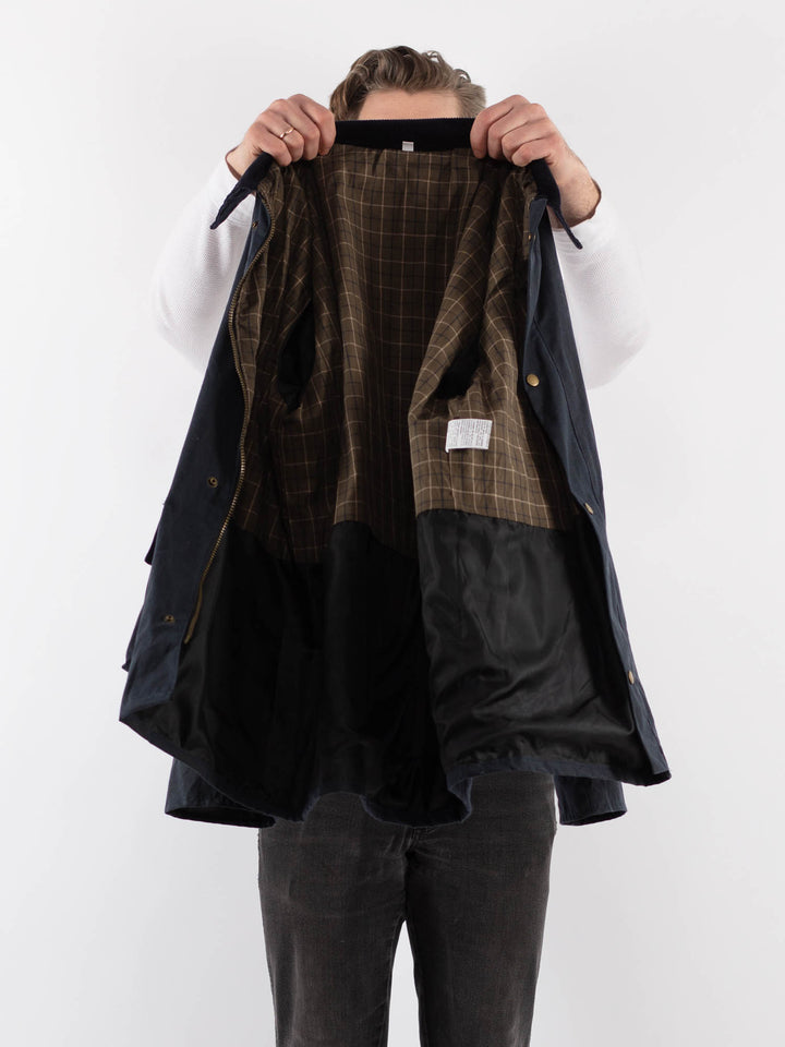 Vintage 90's Men Waxed Canvas Jacket in BlueZ922