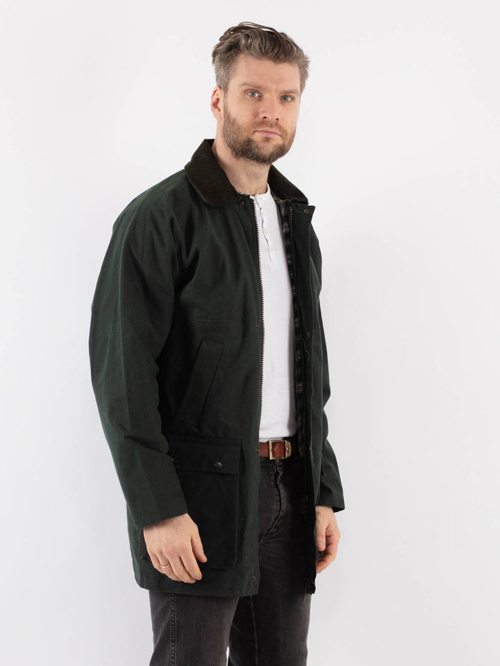 Vintage 90's Men Waxed Canvas Jacket in GreenZ925