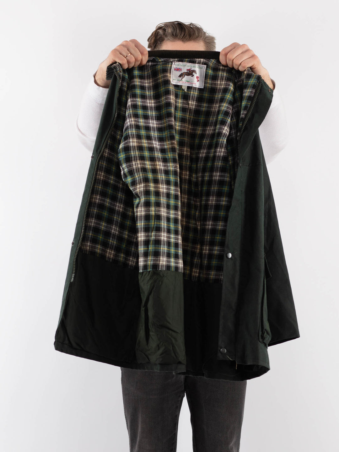 Vintage 90's Men Waxed Canvas Jacket in GreenZ925