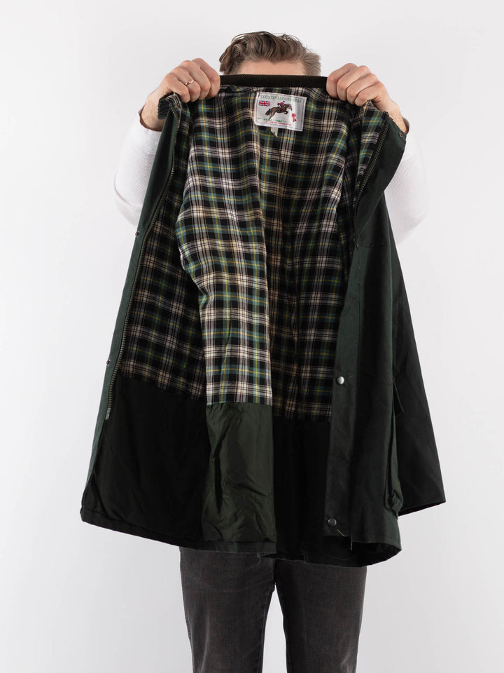 Vintage 90's Men Waxed Canvas Jacket in GreenZ925