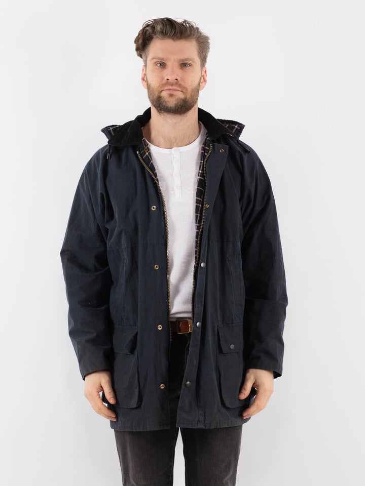 Vintage 90's Men Waxed Canvas Jacket in BlueZ926