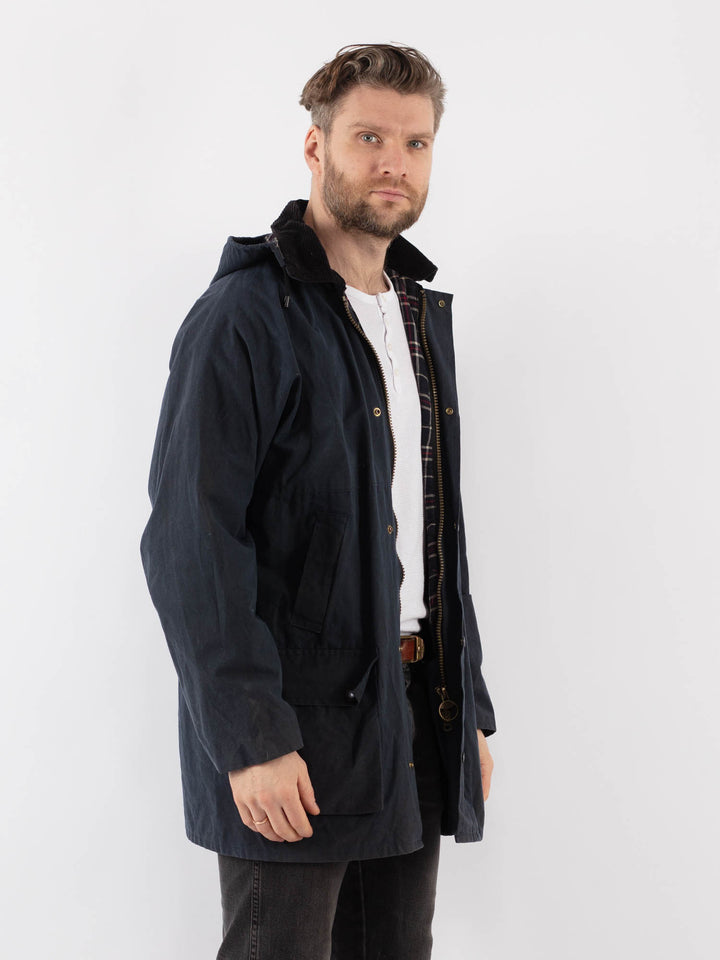 Vintage 90's Men Waxed Canvas Jacket in BlueZ926