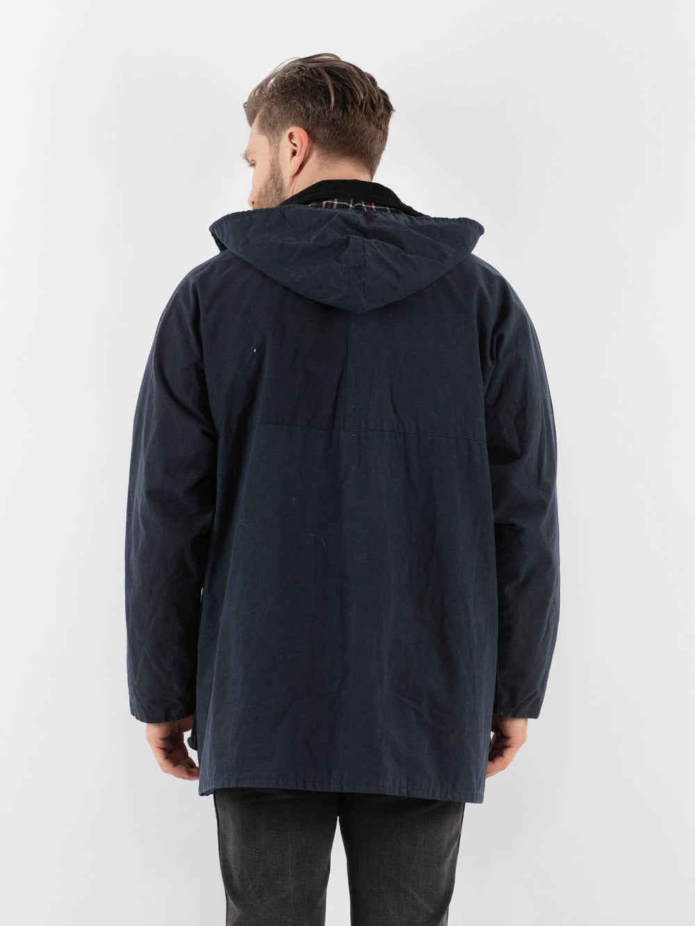 Vintage 90's Men Waxed Canvas Jacket in BlueZ926