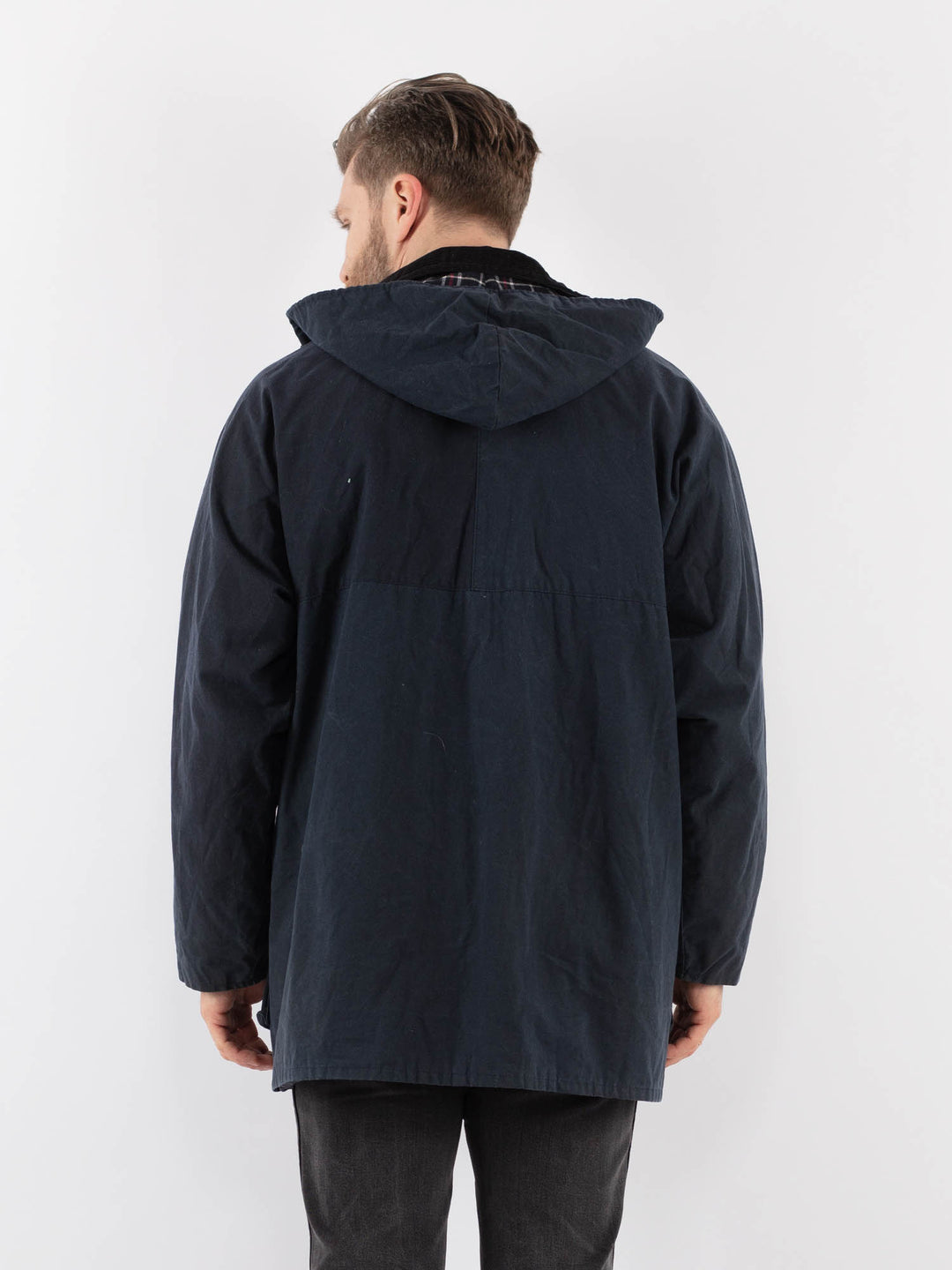 Vintage 90's Men Waxed Canvas Jacket in BlueZ926