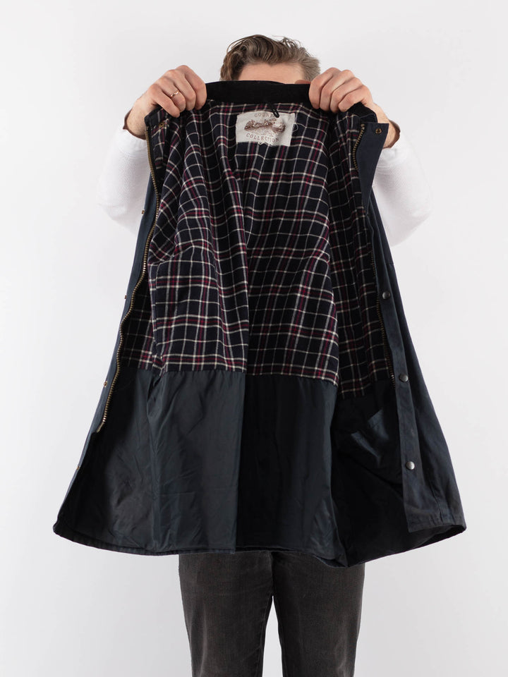 Vintage 90's Men Waxed Canvas Jacket in BlueZ926