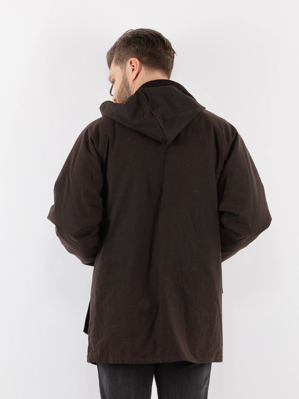 Vintage 90's Men Waxed Canvas Jacket in BrownZ890