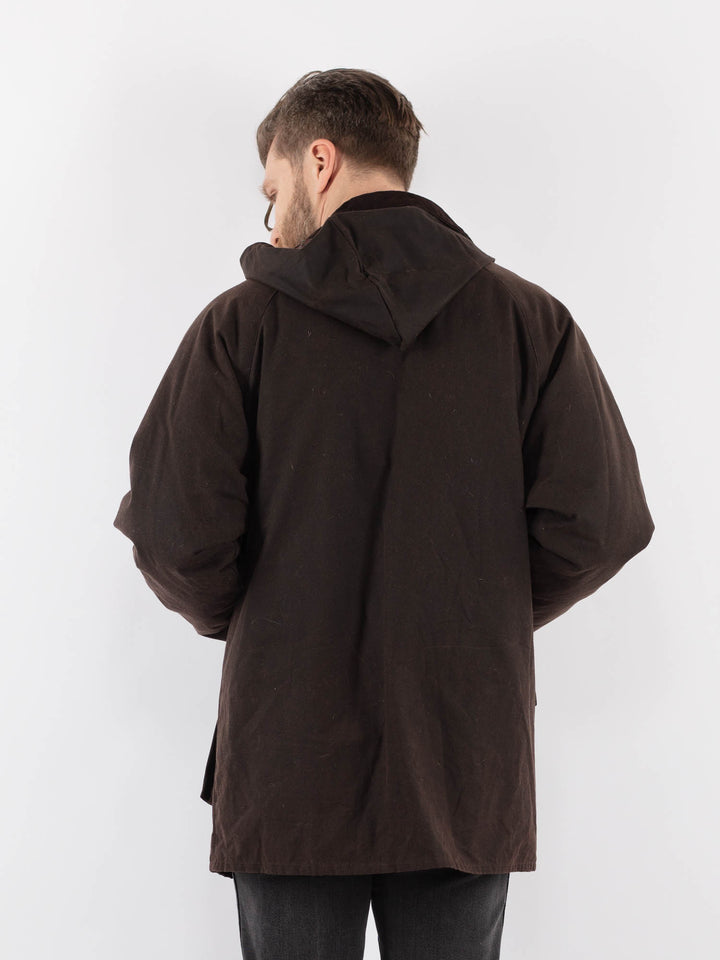 Vintage 90's Men Waxed Canvas Jacket in BrownZ890