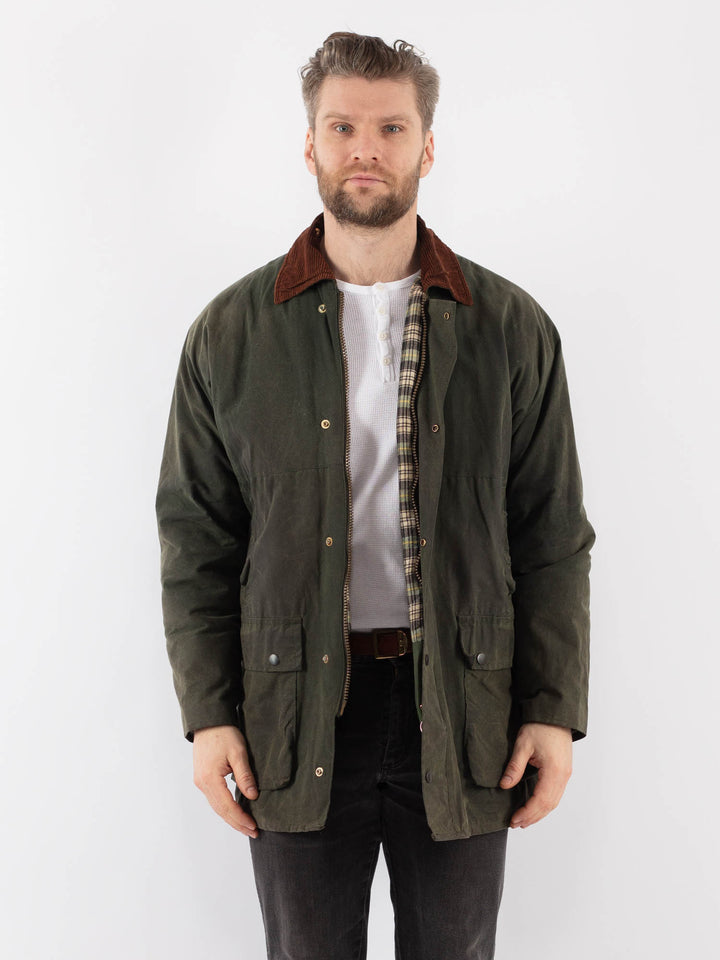 Vintage 90's Men Waxed Canvas Jacket in GreenZ928